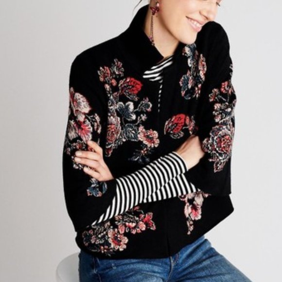 Anthropologie Jackets & Blazers - Anthropologie Moulinette Soeurs Floral Jacquard Knit Blazer Cardigan Bla…